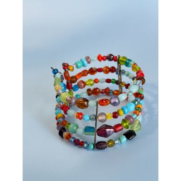 Handcrafted Multicolor Glass Beaded Wrap Bracelet - Picture 9 of 10